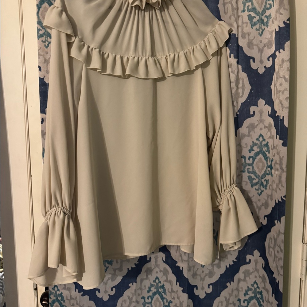 Cream Ruffled Blouse